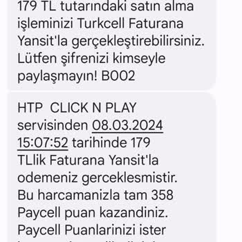 Turkcell Faturaya Yansıtılan Htp Click N Play Ödemesi