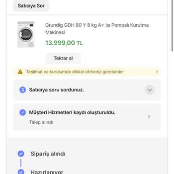 Hepsiburada Grundig Türkiye Kurutma Makinesi Gönderilmedi!