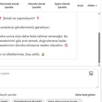 Etsy.com Müşteri Hesabı Onayı Beklerken Etsy Güvenilirlik Sorunu