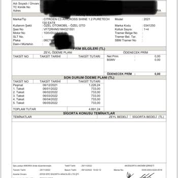 Aksigorta Citroen ABC Yanlış Araç Kaskolama