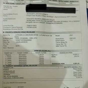 Aksigorta Citroen ABC Yanlış Araç Kaskolama