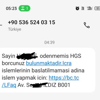 HGS Borcu Olmadığı Halde Borç Varmış Gibi Mesaj