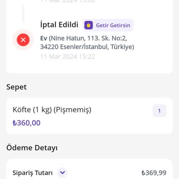 Getir Siparişim Kuryeyle Şikayetim