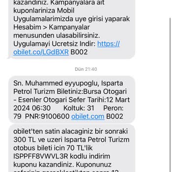 Isparta Petrol Turizm Yanıltıcı Bilet Satılması