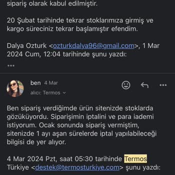 Termos Türkiye 1 Aydır Termos Yok, Kargom Nerede Bilmiyorum?