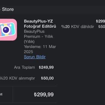 Beauty Plus Yıllık Abonelik İptali Hk