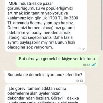 WhatsApp İşletme Hesabından Gelen Şüpheli Mesaj