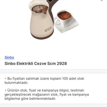 Sinbo Mağazadan Bozuk Gelen Ürün