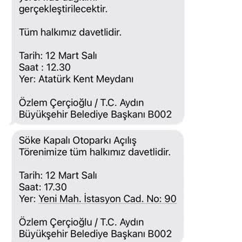 Aydın Belediyesi'nden Gelen SMS'lerden Rahatsızım