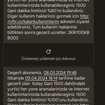 Vodafone Tüm Kullanım Haklarım Aniden Bitti