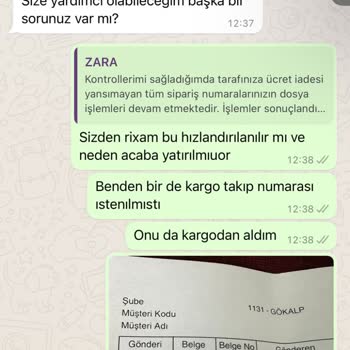 Zara İade Kargolarımı Kaybetti Ve Ücret İademi Yapmıyor.