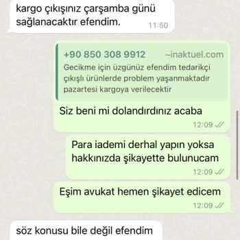 inaktuel.com Ürünüm Gelmedi, İletişimde Sorunlar Yaşıyorum!