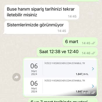 Yves Rocher Online Alışveriş Mağduriyeti