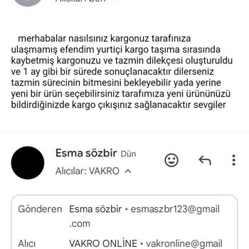 Vakro Boutique Kargoda Kaybolan Tunik Ve İletişimsizlik Sorunu