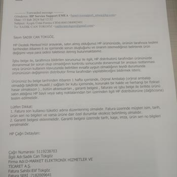 Hepsiburada Servis Değişim Onay Raporu Olan Ürünü Değiştirmiyor