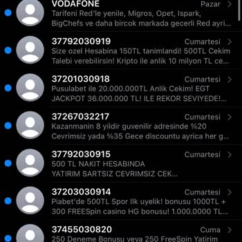 Vodafone Hattıma Sürekli Bahis Mesajları Geliyor