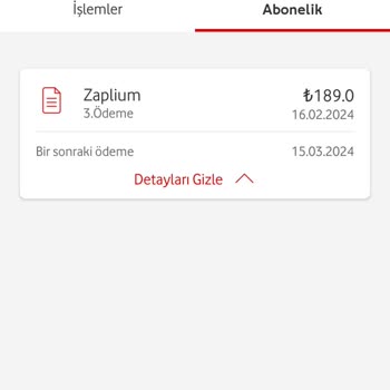 Vodafone Zaplium Aboneliği Yapılmış