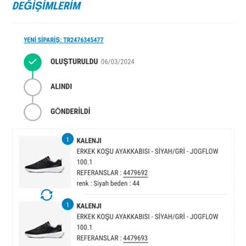 Decathlon Değişim Talebi Ürün İade Edilmesine Rağmen İşleme Alınmıyor.