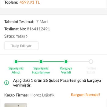 Yataş (Kayseri ) Trendyol Teslimat