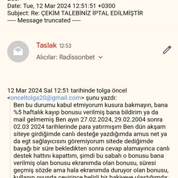 RADİSSONBET'TE Yaşadığım Çekim Problemi