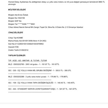 DemirDöküm Kombi Su Akıtma Şikayeti Ve Fazla Ücret Ödemek