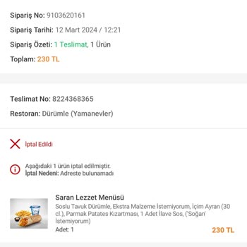 Trendyol Yemek Siparişim Ulaşmadı, Ücretim İade Edilmedi!