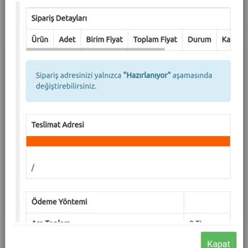 Bkmkitap Sipariş Detaylarında Bilgiler Gözükmüyor