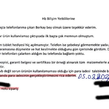 Dikkat! Hb Bilişim Para İadesini Yapmıyor.
