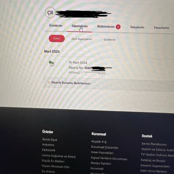 Arçelik Sitesinden Verilen Siparişin Gözükmemesi Ve Paranın Çekilmesi