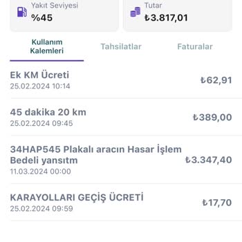 GetirAraç Haksız Para Koparma