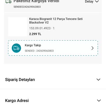Sendeo Karaca Siparişim Ortada Yok