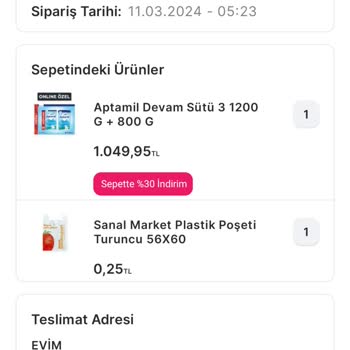 Teslim Edilmeyen Ürünler Migros