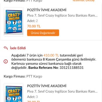 Ziraat Bankası Trendyol İade Ücretini Yatırmadı.