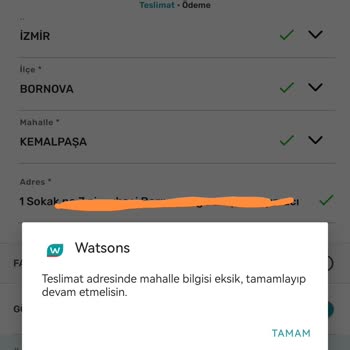 Watsons Online Sipariş Veremiyorum