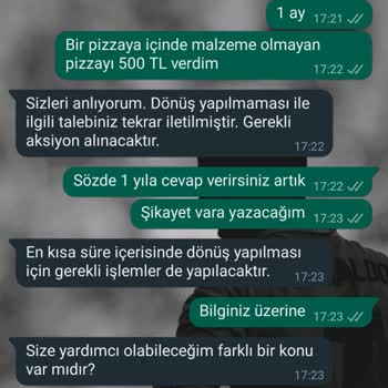 Domino's Pizza WhatsApp Hattı Hata