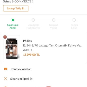 Trendyol Philips Kahve Makinesi Siparişim!