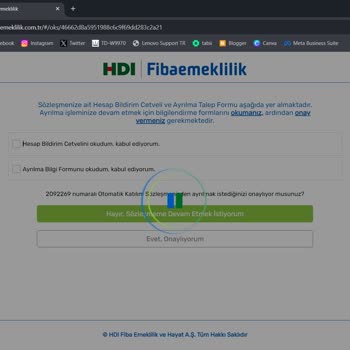 HDI Fibaemeklilik Hesap Bildirim Cetveli Ve Ayrılma Formu Açılmıyor