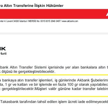 Akbank Altın Transferinde Personelin Alıcı İsmini Yanlış Yazması