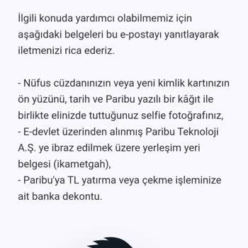 Paribu Nun Tekrar Tekrar Evrak Talebi