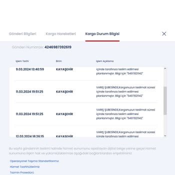 Aras Kargo Kayaşehir Şubesi Ürünümü Teslim Etmiyor