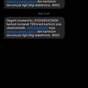 TEB Kredi Kartı Teslimat Sorunları Ve Kuryenet Güvenlik Endişesi