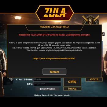 Zula Oyun Haksız Ban Atıyorlar Emekleriniz Çöp