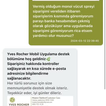 Yves Rocher Hesabımdan Parayı Çekmişler Ama Verdiğim Siparişim Gözükmüyor!