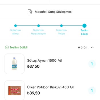 A101 Yeni Uygulamasında Yaptığım Market Alışverişi