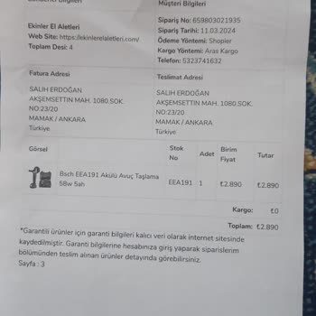 Ekinler Profesyonel El Aletleri Ürün Değişiminde Yaşanan Sorunlar Ve İade Hüsranı