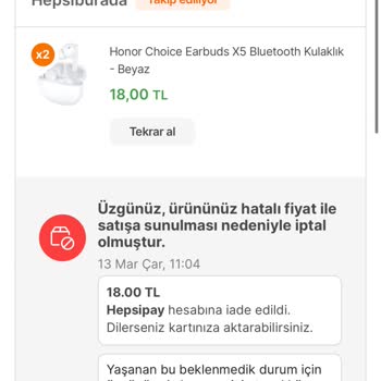 Hepsiburada Keyfe Sipariş İptali
