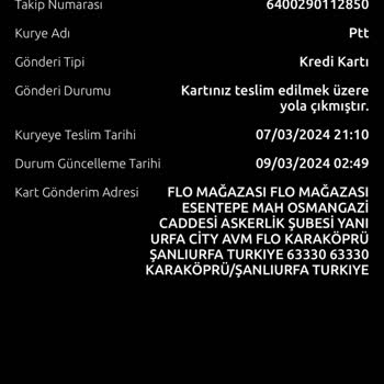 PTT Kargo 1 Haftadır Dağıtımda Olan Kartım