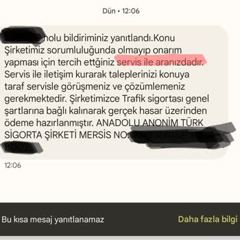 Anadolu Sigorta Pişmanlıktır Kesinlikle İş Yapmayınız!