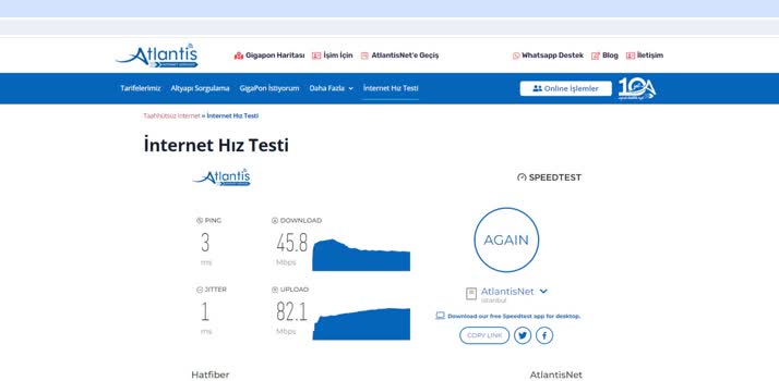 AtlantisNet Atlantis.net / 12 Ay Sözleşme 1.000 Mbps Yerine 100 Mbps ...