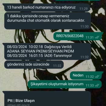 PTT Kargo Taahhütlü Postam PTT Dağıtıcı Tarafından Tanınmıyor Denip İade